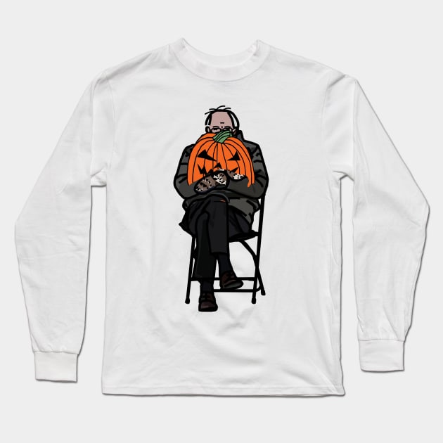 Bernie Sanders with Halloween Horror Pumpkin Long Sleeve T-Shirt by ellenhenryart